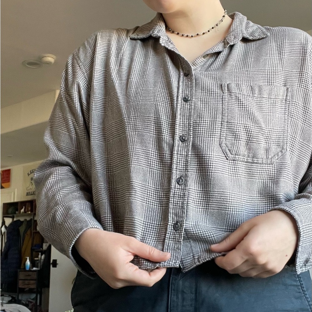 Cropped Flannel Shirt